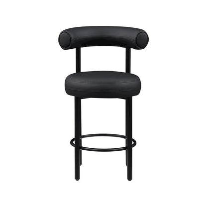 Bordeaux Black Vegan Leather Counter Stool, Set of 2