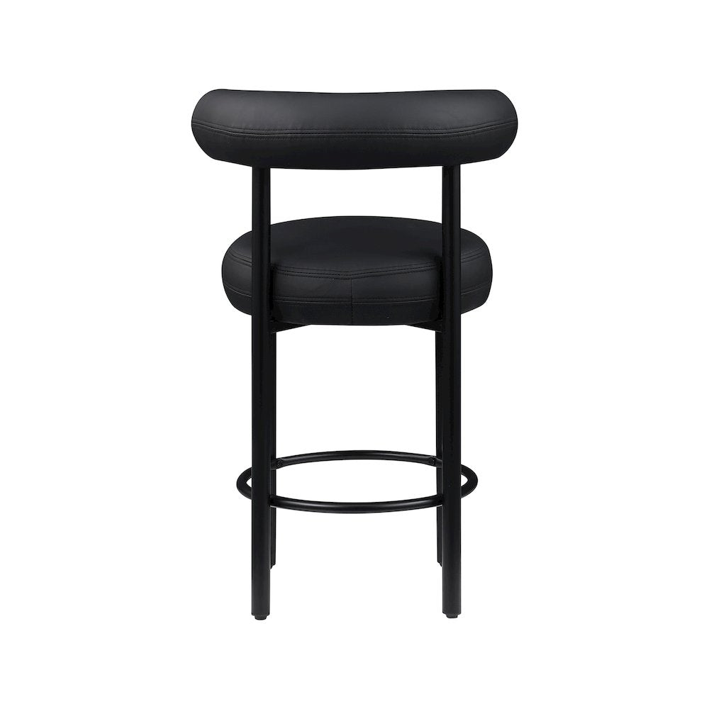 Bordeaux Black Vegan Leather Counter Stool, Set of 2
