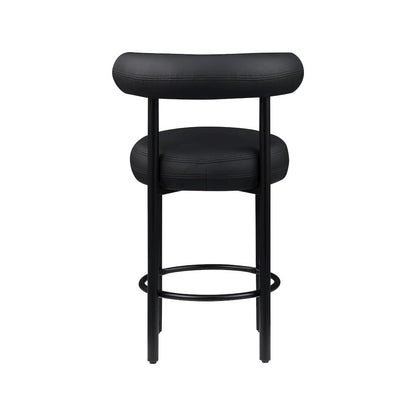 Bordeaux Black Vegan Leather Counter Stool, Set of 2