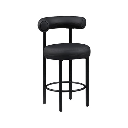 Bordeaux Black Vegan Leather Counter Stool, Set of 2