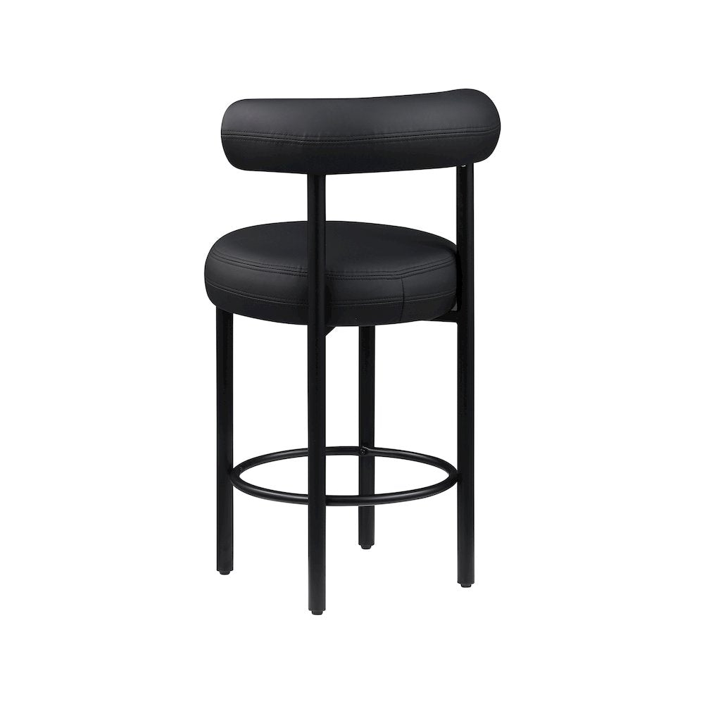 Bordeaux Black Vegan Leather Counter Stool, Set of 2