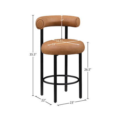 Bordeaux Cognac Vegan Leather Counter Stool, Set of 2