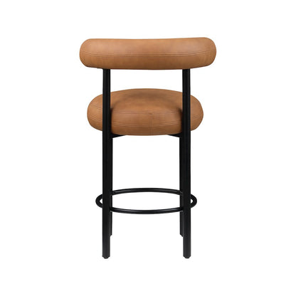 Bordeaux Cognac Vegan Leather Counter Stool, Set of 2