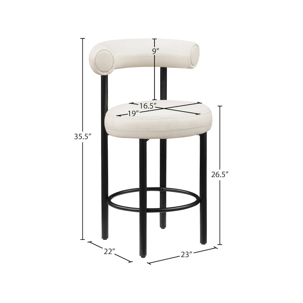 Bordeaux Cream Vegan Leather Counter Stool, Set of 2