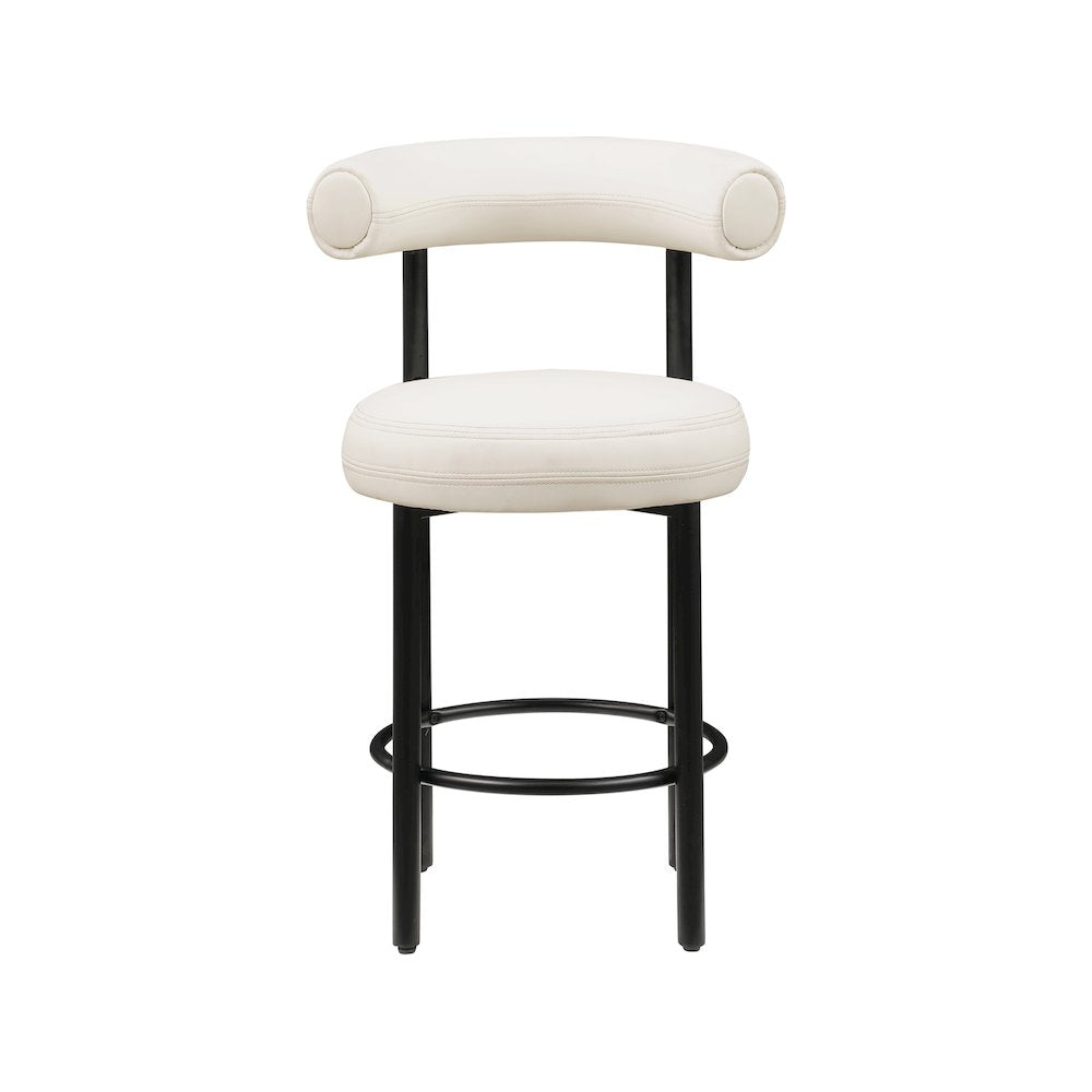 Bordeaux Cream Vegan Leather Counter Stool, Set of 2
