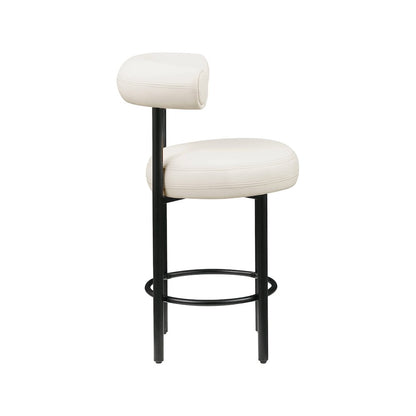 Bordeaux Cream Vegan Leather Counter Stool, Set of 2