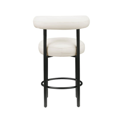 Bordeaux Cream Vegan Leather Counter Stool, Set of 2