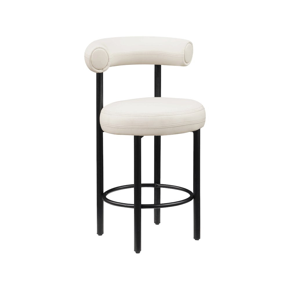 Bordeaux Cream Vegan Leather Counter Stool, Set of 2
