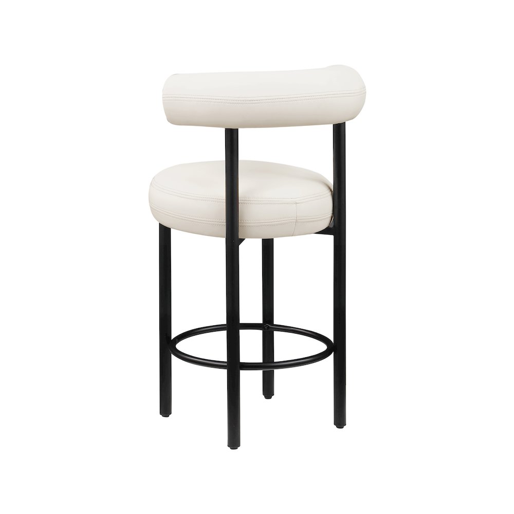 Bordeaux Cream Vegan Leather Counter Stool, Set of 2