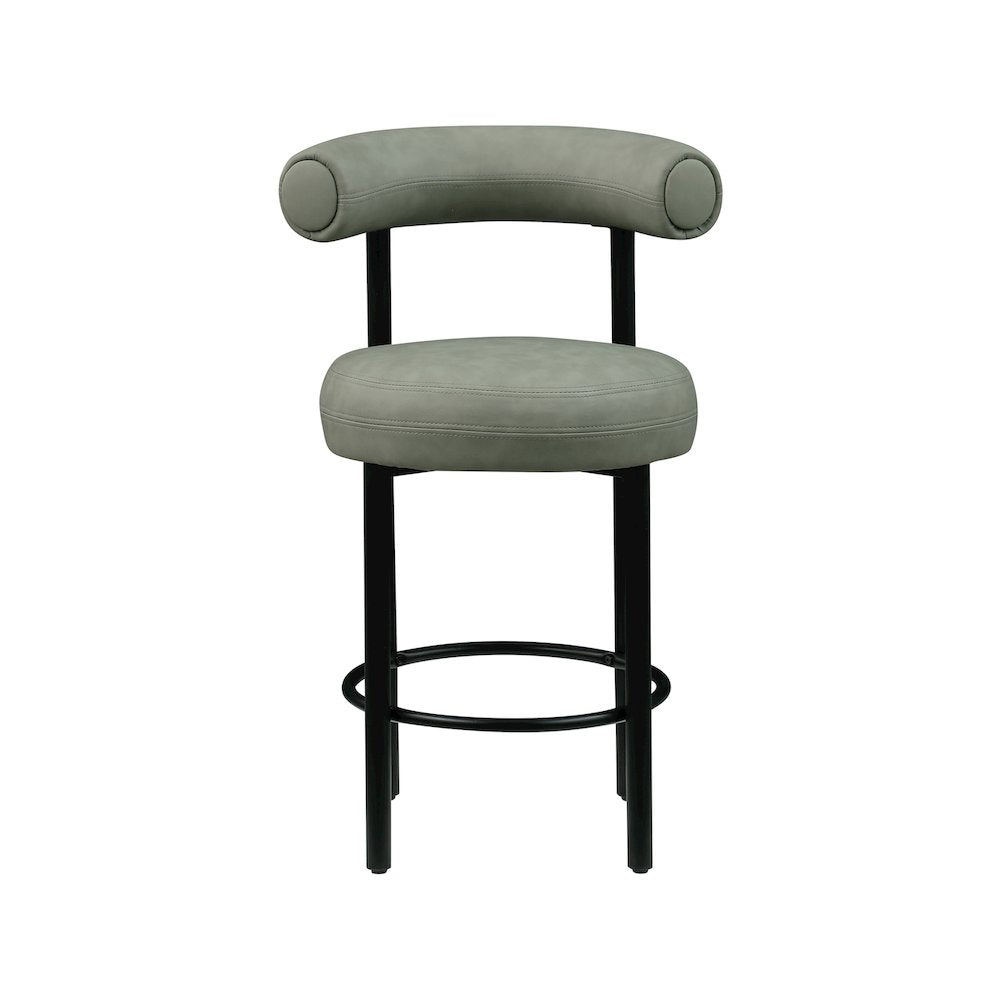 Bordeaux Green Vegan Leather Counter Stool, Set of 2