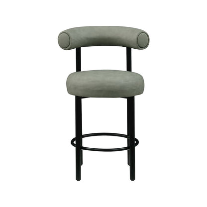 Bordeaux Green Vegan Leather Counter Stool, Set of 2