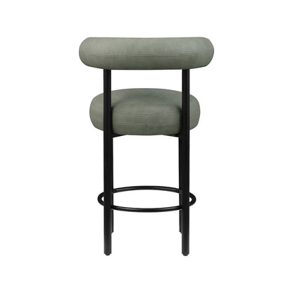 Bordeaux Green Vegan Leather Counter Stool, Set of 2