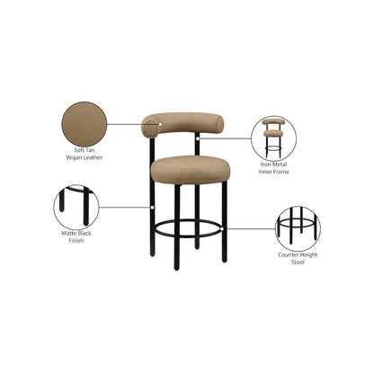Bordeaux Tan Vegan Leather Counter Stool, Set of 2
