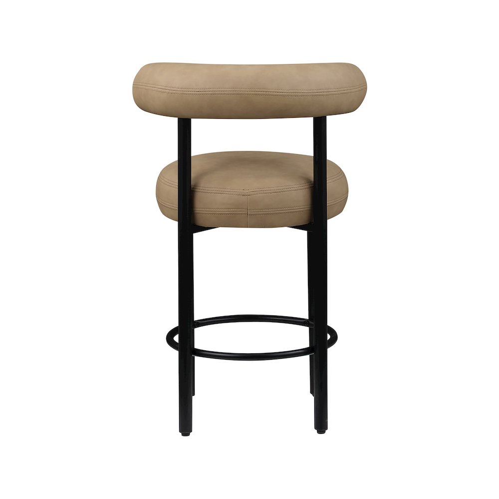 Bordeaux Tan Vegan Leather Counter Stool, Set of 2