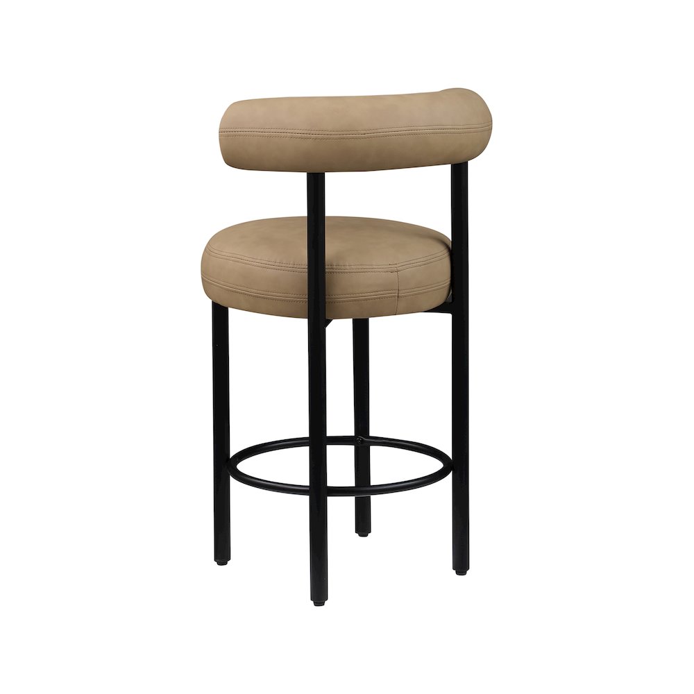 Bordeaux Tan Vegan Leather Counter Stool, Set of 2