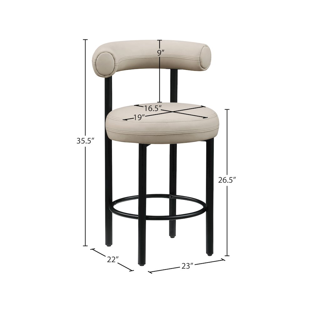 Bordeaux Taupe Vegan Leather Counter Stool, Set of 2