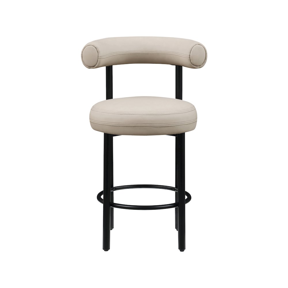 Bordeaux Taupe Vegan Leather Counter Stool, Set of 2