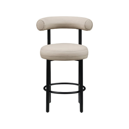 Bordeaux Taupe Vegan Leather Counter Stool, Set of 2