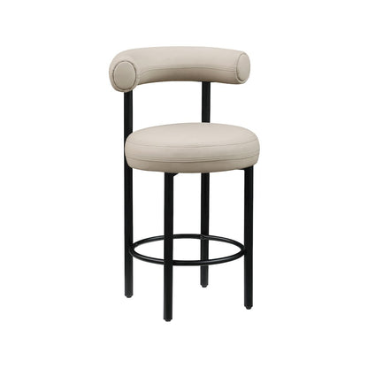 Bordeaux Taupe Vegan Leather Counter Stool, Set of 2