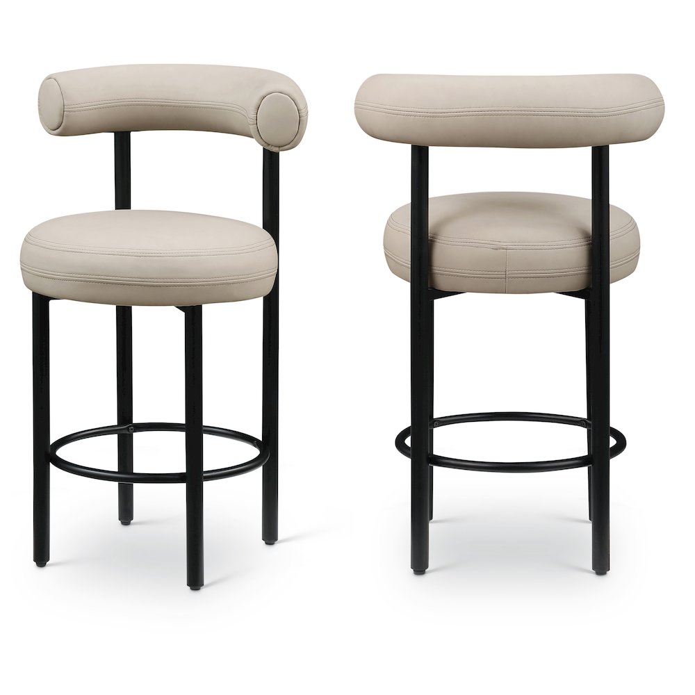 Bordeaux Taupe Vegan Leather Counter Stool, Set of 2
