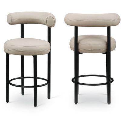 Bordeaux Taupe Vegan Leather Counter Stool, Set of 2