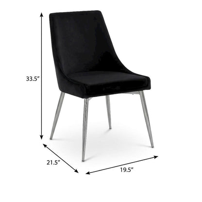 Chrome Dining Chair Set of 2 with Velvet Upholstery and Contemporary Design