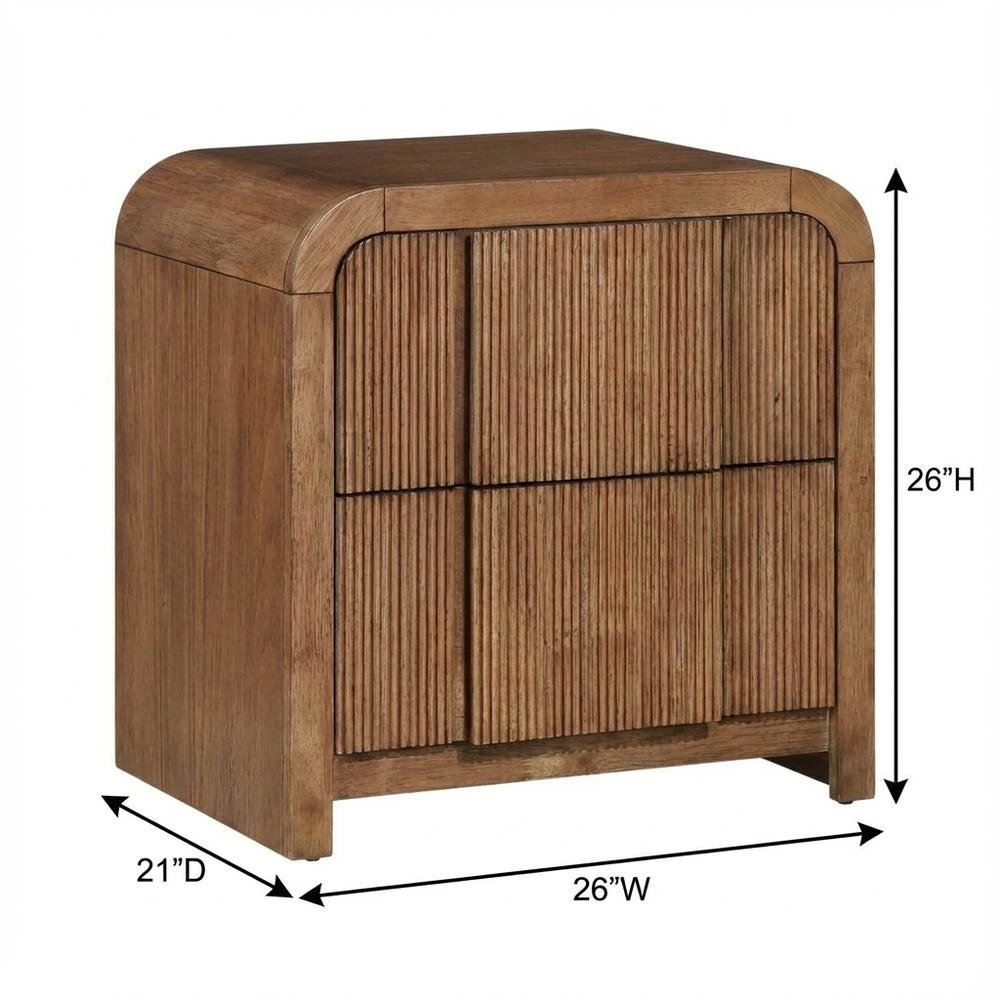 Walnut Nightstand with Art Deco Style and Interior Drawer Storage