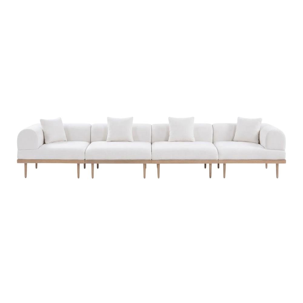 Cream Fabric 5-Piece Outdoor Modular Sectional With Cushions