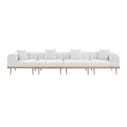 Cream Fabric 5-Piece Outdoor Modular Sectional With Cushions