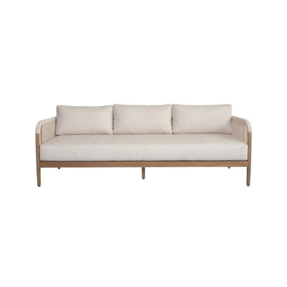 Cream Fabric Outdoor Patio Sofa With Aluminum Frame And Cushions