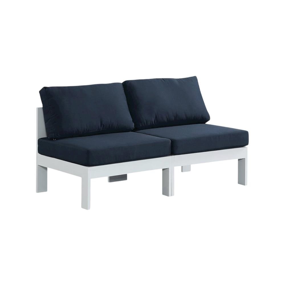 Navy Fabric Outdoor Modular Sofa With Contemporary Style And Cushioned Comfort