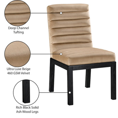 Evelyn Beige Velvet Dining Chair