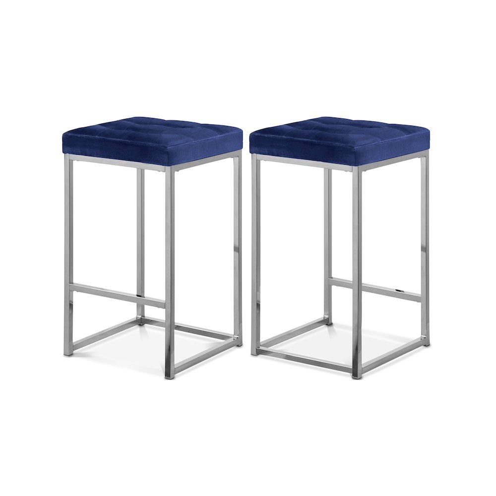 Nicola Navy Velvet Stool, Set of 2