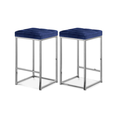 Nicola Navy Velvet Stool, Set of 2