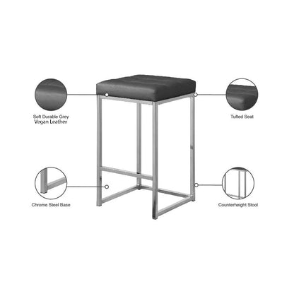 Nicola Grey Vegan Leather Stool, Set of 2