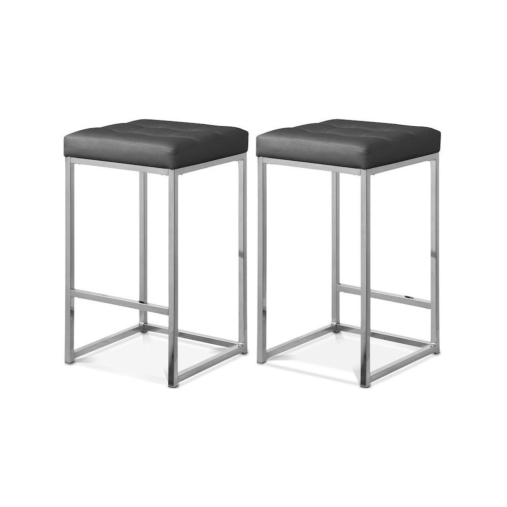 Nicola Grey Vegan Leather Stool, Set of 2