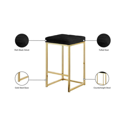 Nicola Black Velvet Stool, Set of 2