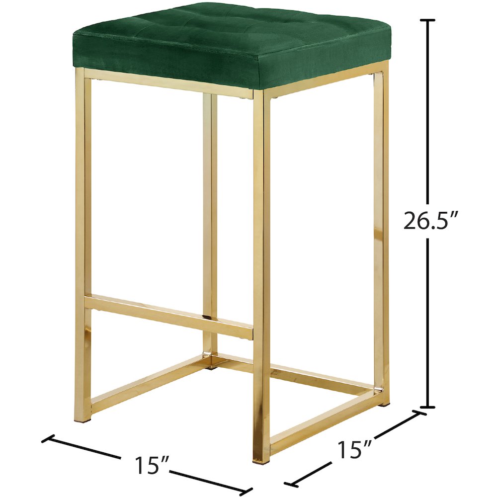 Nicola Green Velvet Stool, Set of 2