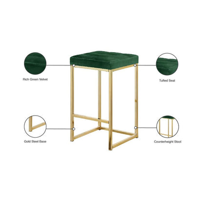 Nicola Green Velvet Stool, Set of 2