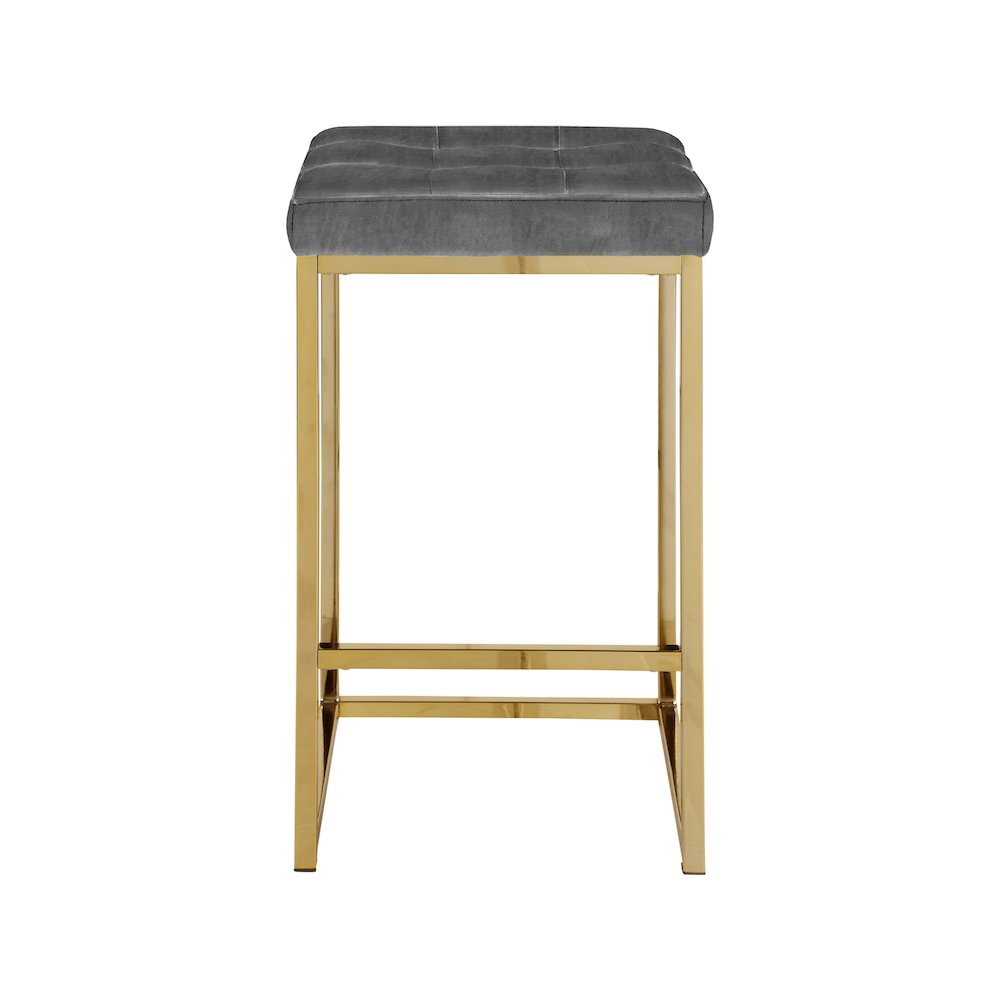Nicola Grey Velvet Stool, Set of 2