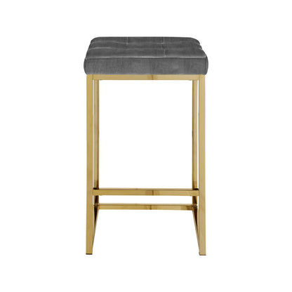 Nicola Grey Velvet Stool, Set of 2