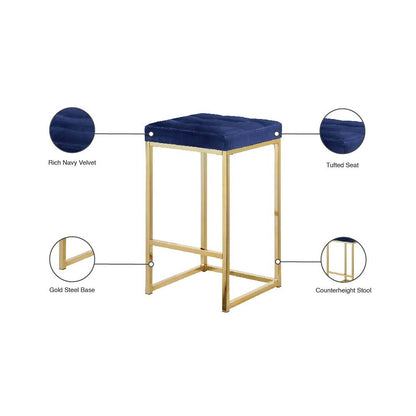 Nicola Navy Velvet Stool, Set of 2