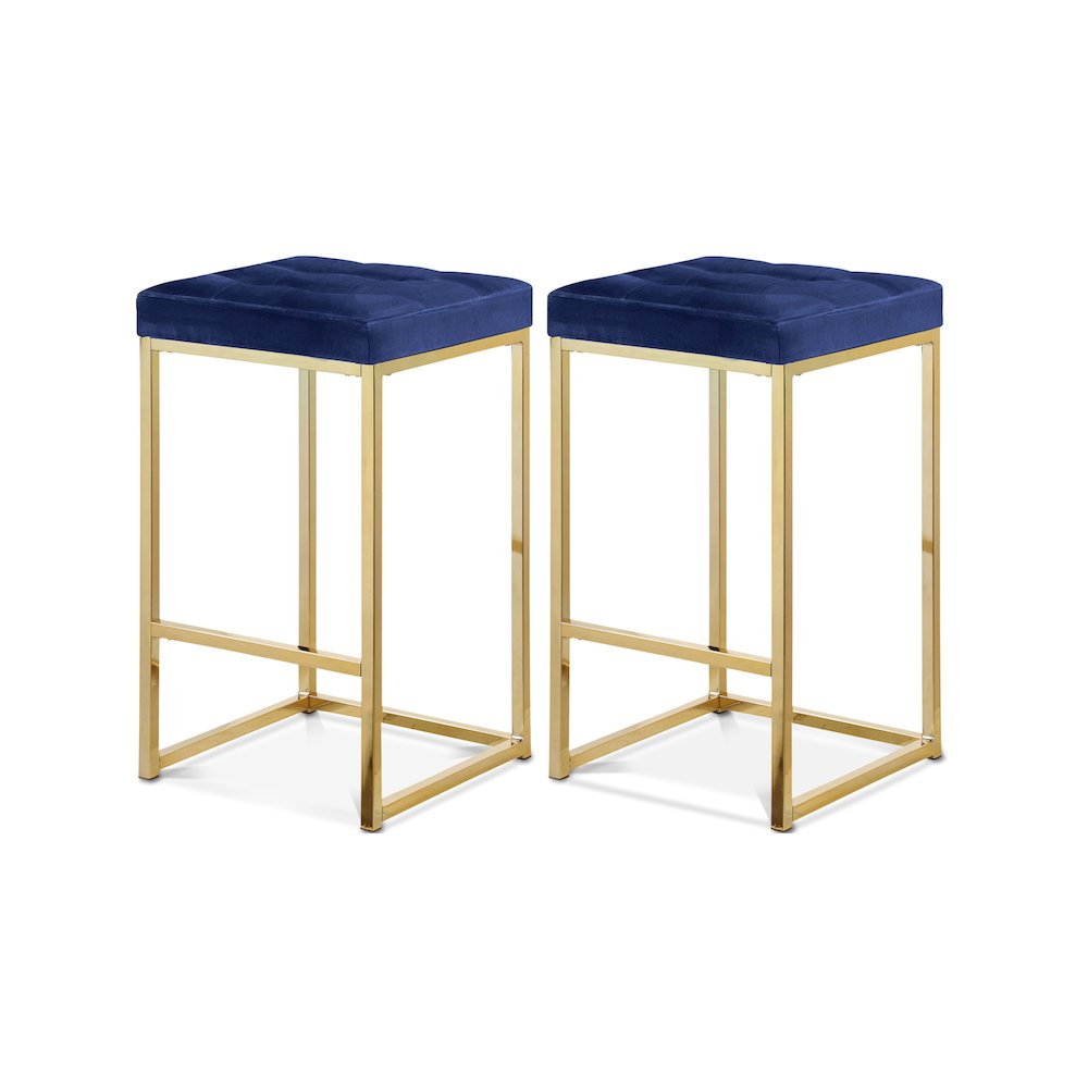 Nicola Navy Velvet Stool, Set of 2