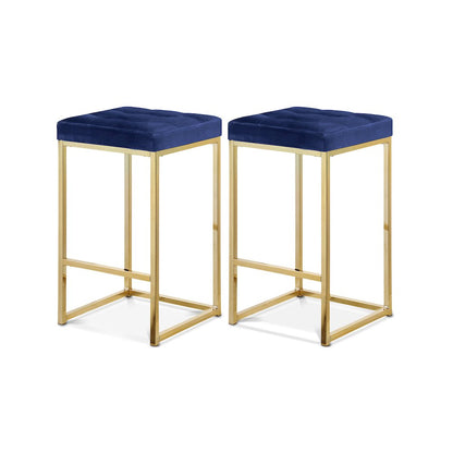 Nicola Navy Velvet Stool, Set of 2