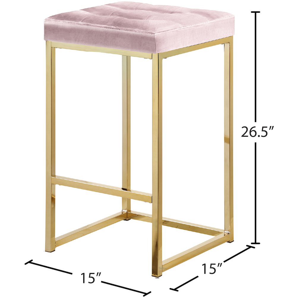 Nicola Pink Velvet Stool, Set of 2