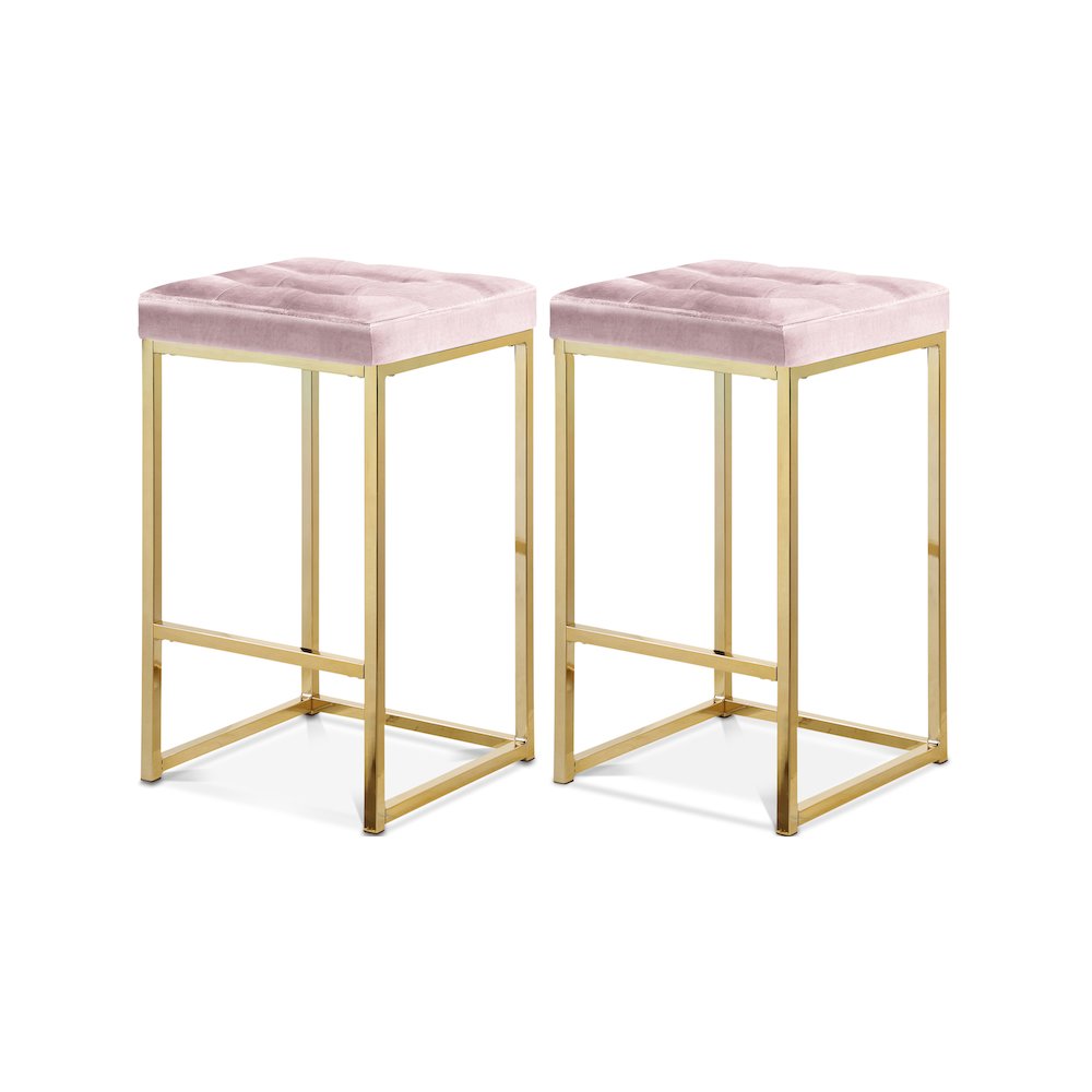 Nicola Pink Velvet Stool, Set of 2