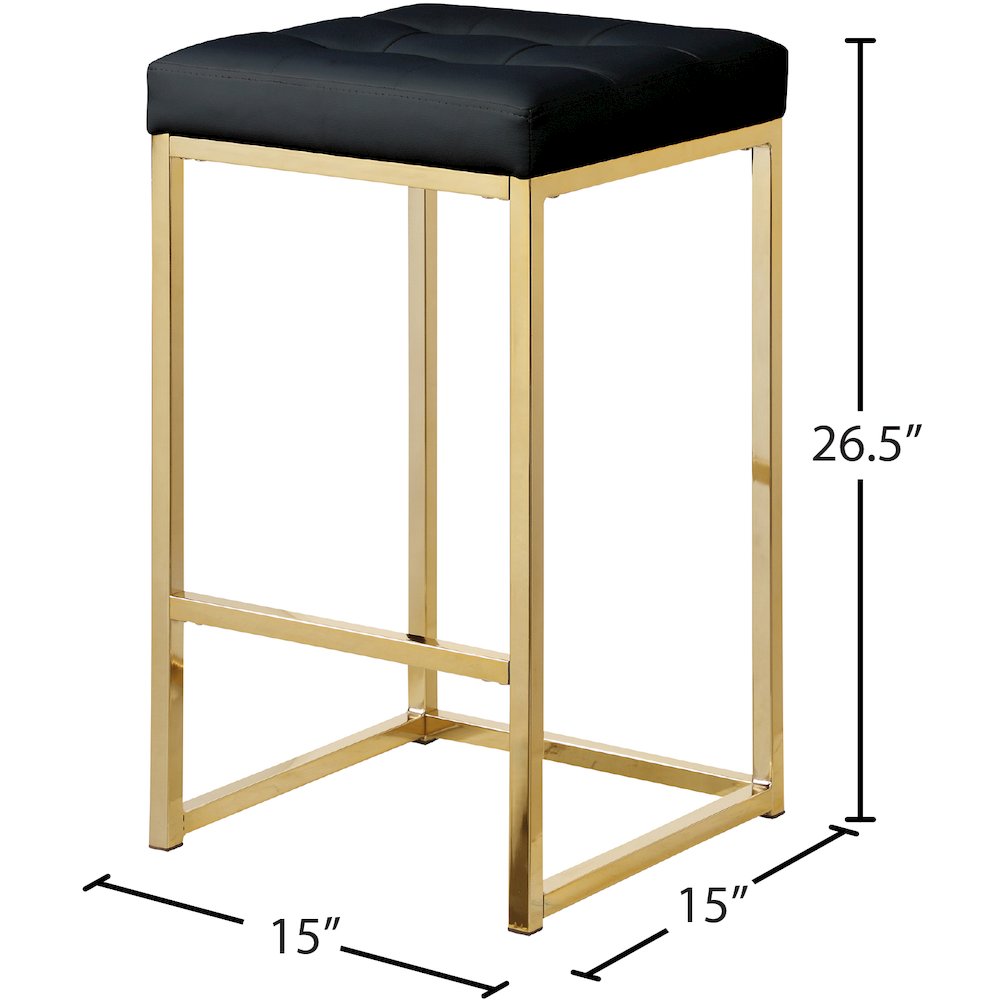 Nicola Black Vegan Leather Stool, Set of 2