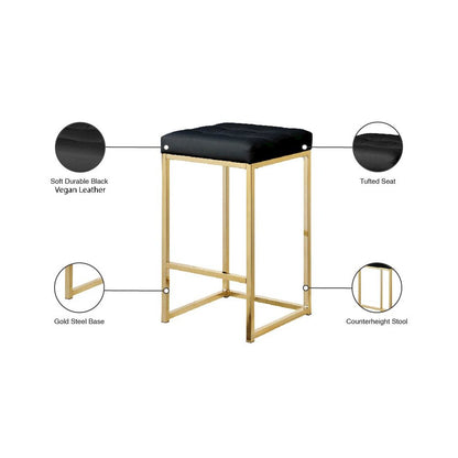 Nicola Black Vegan Leather Stool, Set of 2