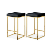 Nicola Black Vegan Leather Stool, Set of 2