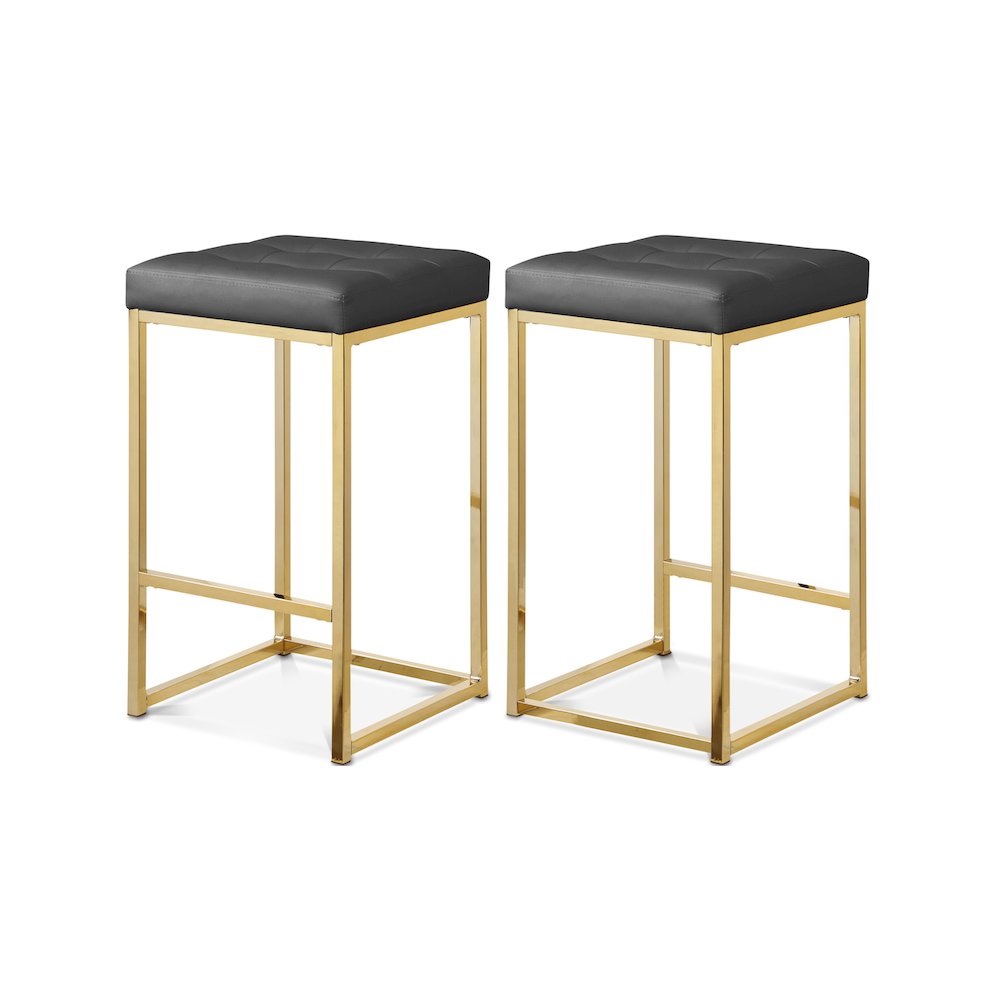 Nicola Grey Vegan Leather Stool, Set of 2